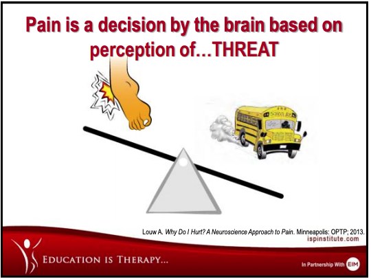 Acute pain diagram relating to the brain's perception of threat