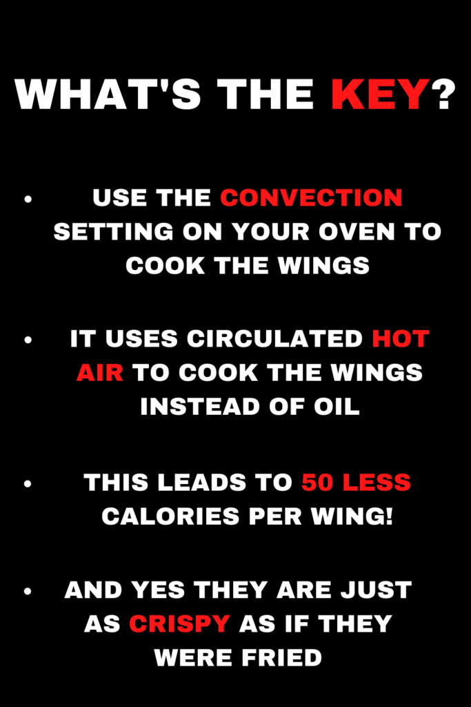 A infographic that lays out how to make healthy chicken wings using an air fryer. The heading of the text reads 'whats the key?'