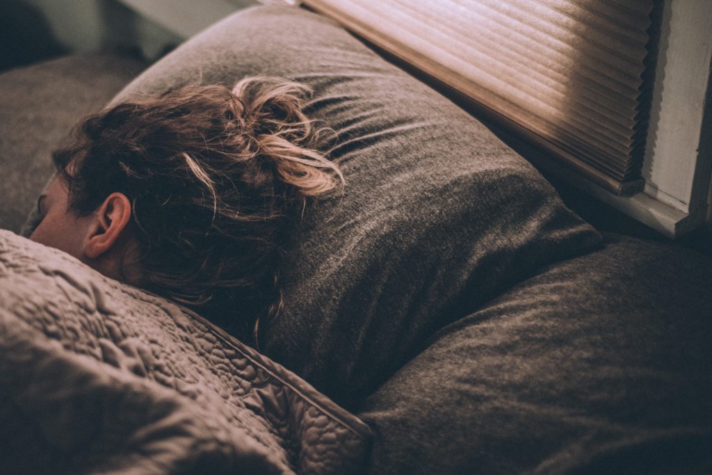 A picture of a girl sleeping.