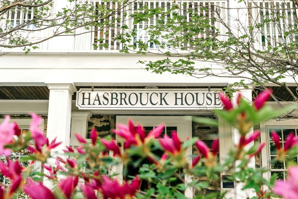 The Hasbrouck House main entrance sign. 