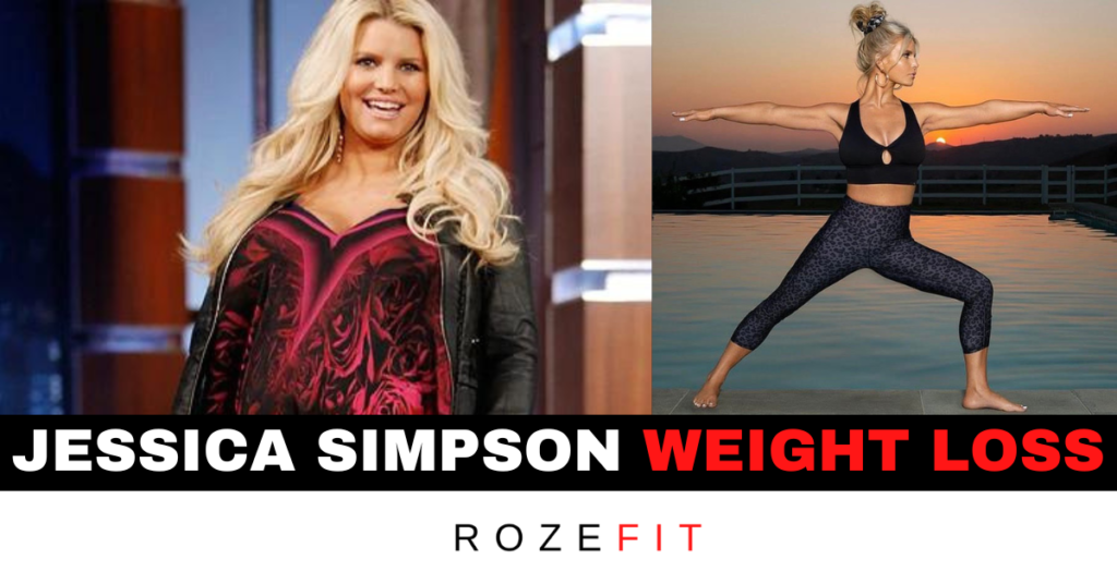 Two pictures of Jessica Simpson before and after weight loss