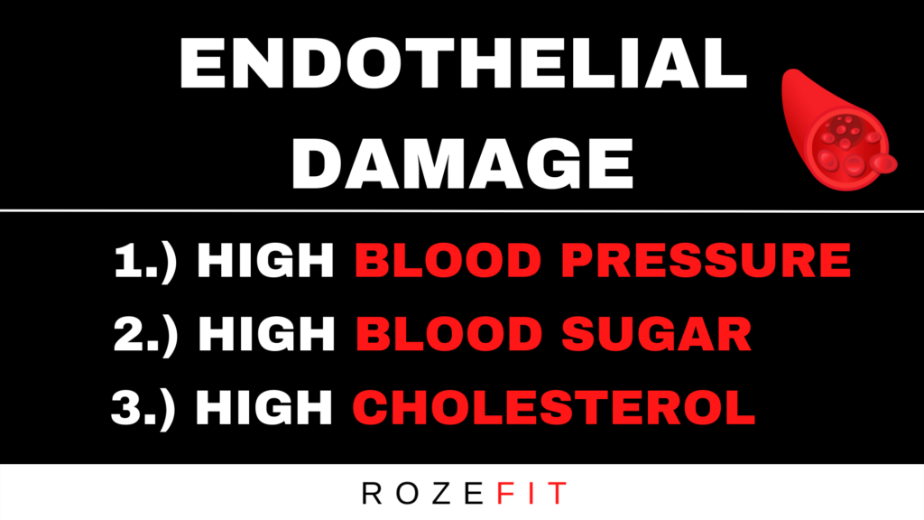 A list of things that cause endothelial damage.