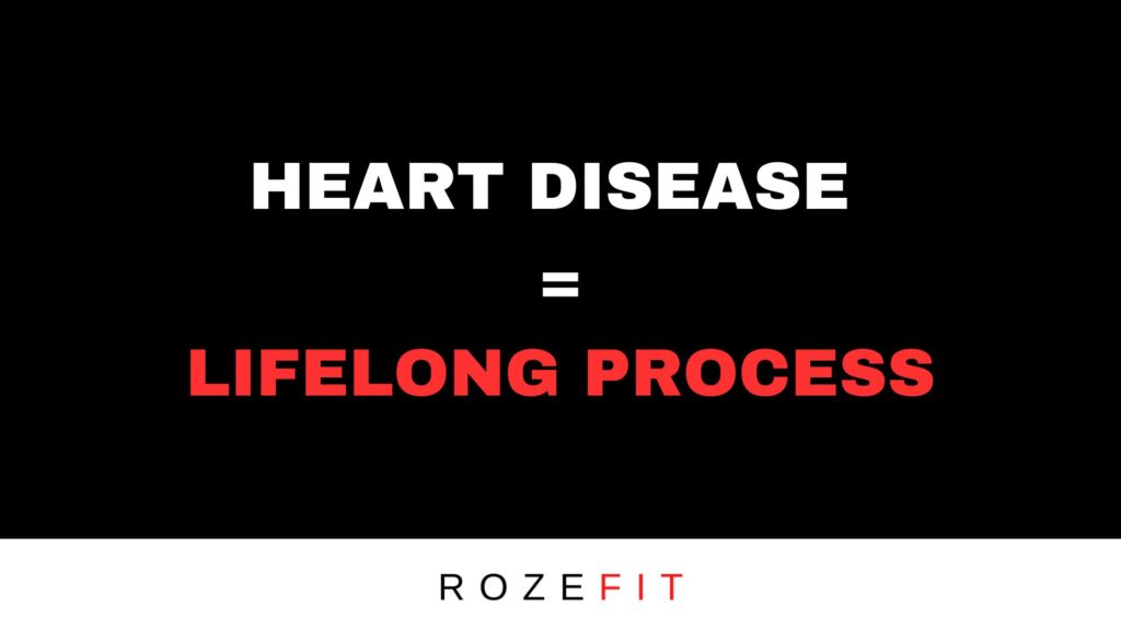 text that reads "heart disease = lifelong process" 