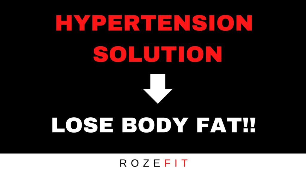 Text that reads "hypertension - solution lose body fat"